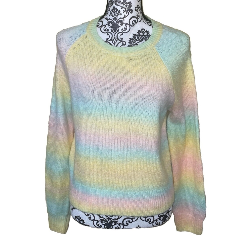 BB Dakota by Steve Madden Ombre Fuzzy Pastel It Over Woven Sweater NWOT Size S